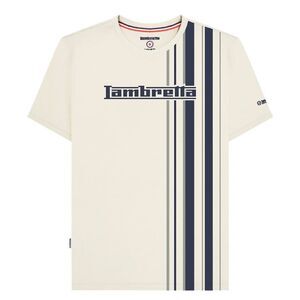 Lambretta Mens Racing Stripe T-Shirt / Silver/Navy